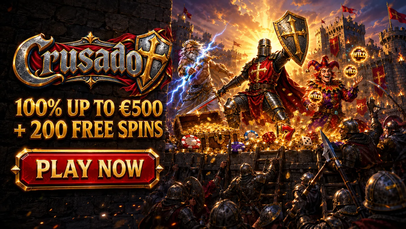 Crusado welcome bonus: 100% up to €500 plus 200 free spins